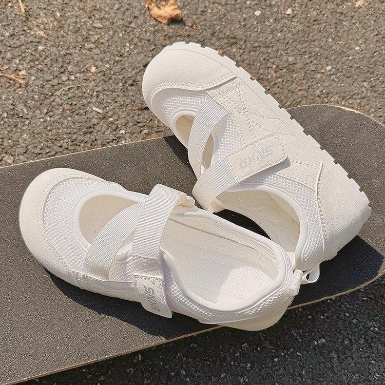 Thin Little White Shoes Women's Breathable Women's Shoes Mesh Hollow Shoes 2025 New Models with Skirts Thick-soled Canvas Sandals Women