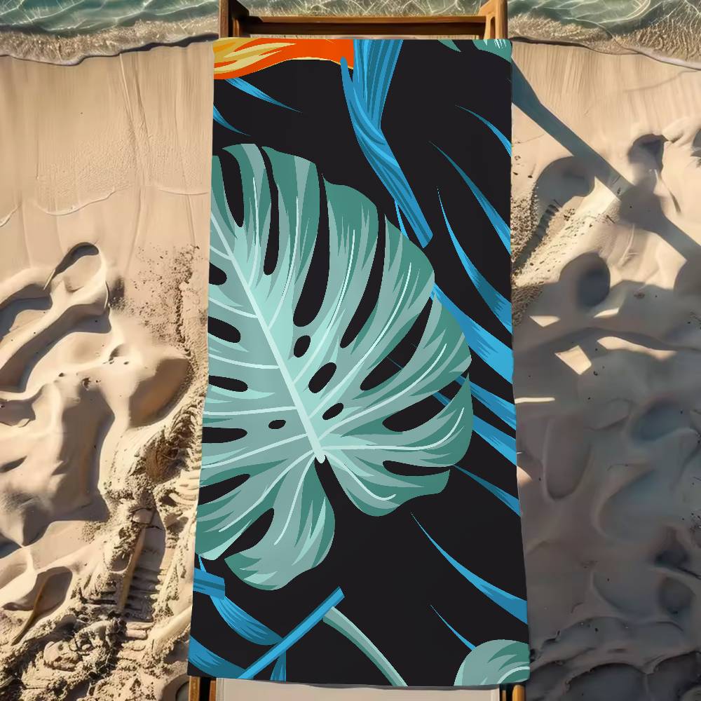 Tropisk Plante Mønster Print Mikrofiber Strandhåndklæde Absorberende Hurtigtørrende Blødt Yoga Svømning Ferie Bjergbestigning Håndklæde
