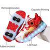 Children Four Wheels Luminous Glowing Sneakers Black Pink Led Light Roller Skate Shoes Kids Led Shoes Boys Girls USB Charging
