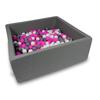 Dry Pool 110x110x40cm Gray with 600 Balls: White, Gray, Pink