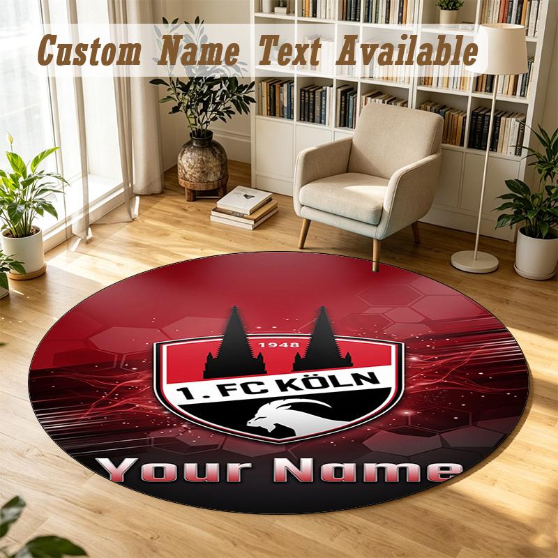 Round Rug Custom NameFC Köln Pattern Non Slip Carpet Home Floor Decor
