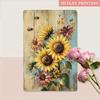 Vintage Sunflower Bee Metal Wall Art 20x30cm Rustic Farmhouse Porch Decor Tin Sign