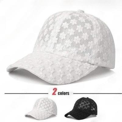 Zomer Mode Dames Lichtgewicht Kantoor Dame Kant Baseballpet met Geborduurde Bloemen en Mesh Ventilatie Zon Hoed