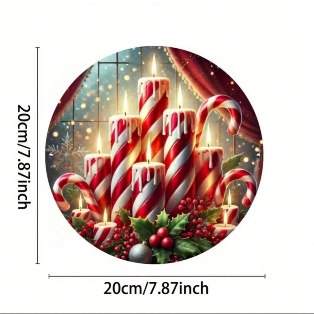 Christmas Wall Art Metal Decor Festive Candle Holly Snowflakes Holiday Home Decor Durable Metal Sign
