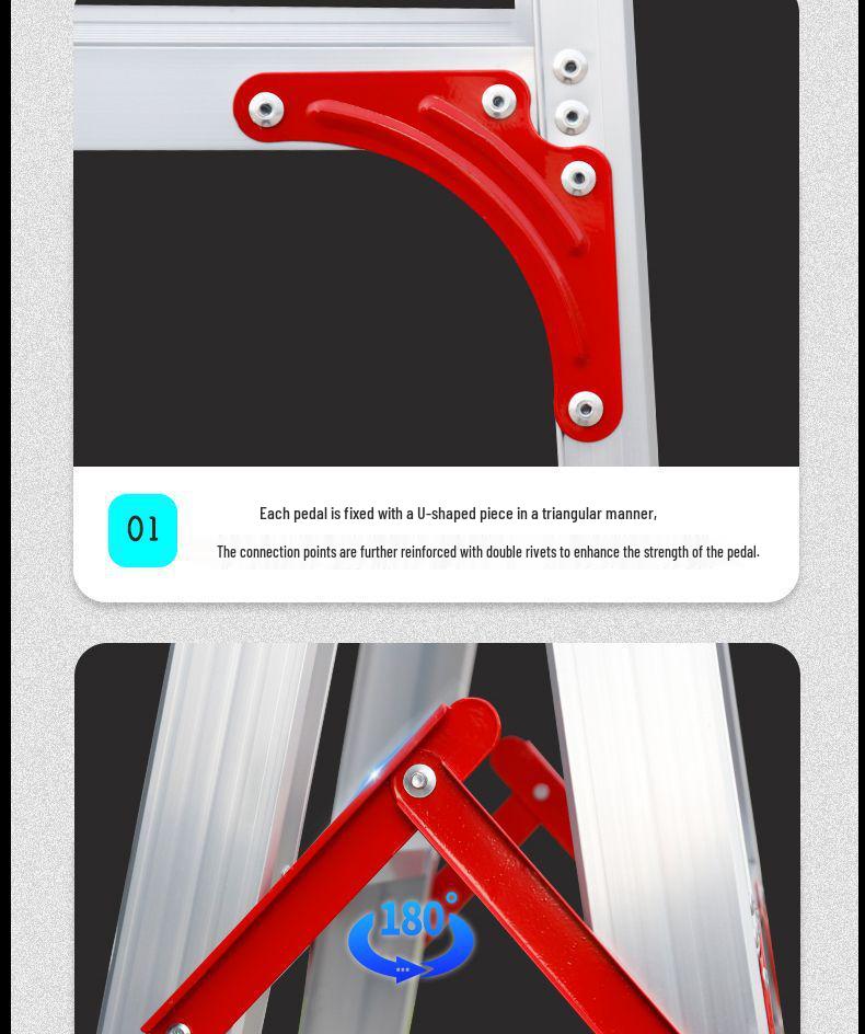 Thickened Aluminum Alloy Non-Slip Multifunctional Folding Herringbone Ladder for Home and Garden