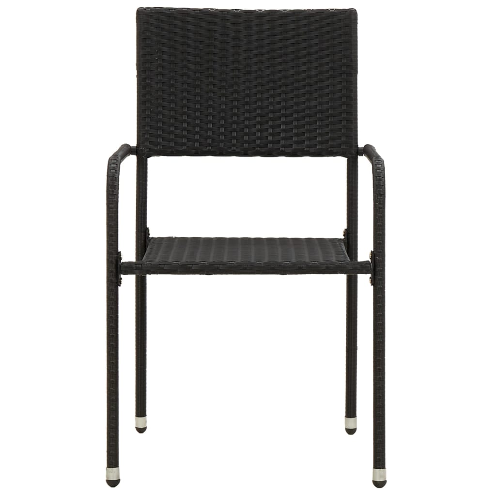 7 Piece Garden Dining Set Poly Rattan Black
