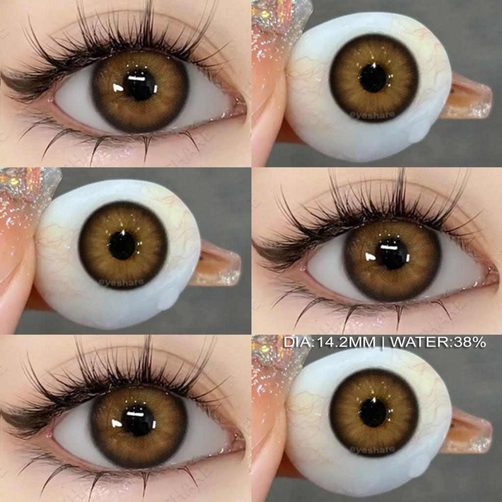 Eyeshare 1 Pair Miki Brown Contact Lenses Colored Lens Soft Contacts With Case Yearly Makeup