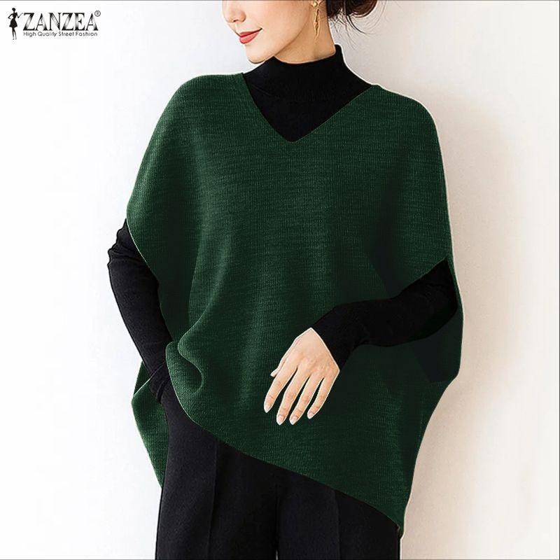 ZANZEA Women Casual V-Neck Loose Short Sleeve Knitwear T-shirt