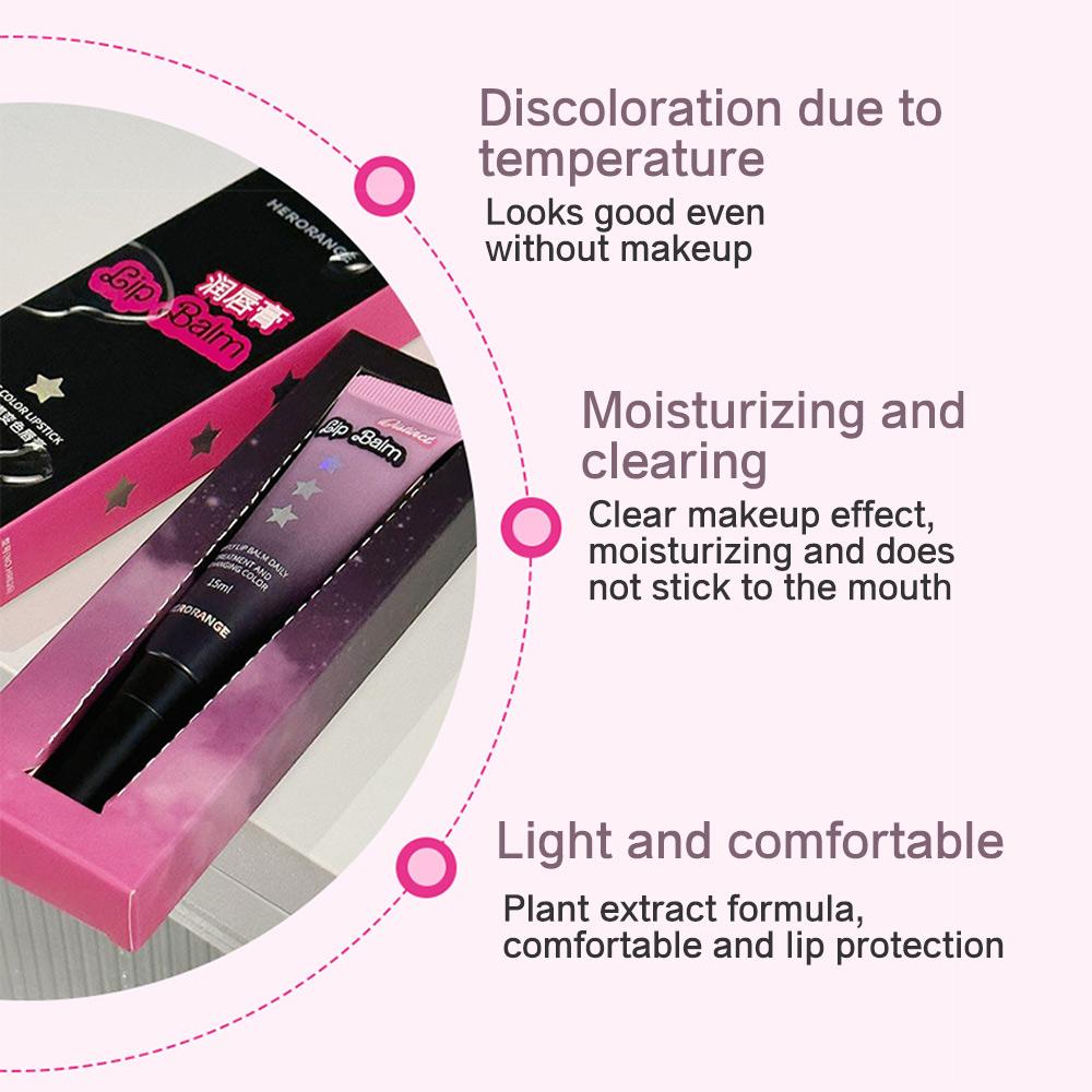 HERORANGE Balsamo per labbra che cambia colore, magico balsamo per labbra che cambia colore, idratante a lunga durata con testina massaggiante in metallo