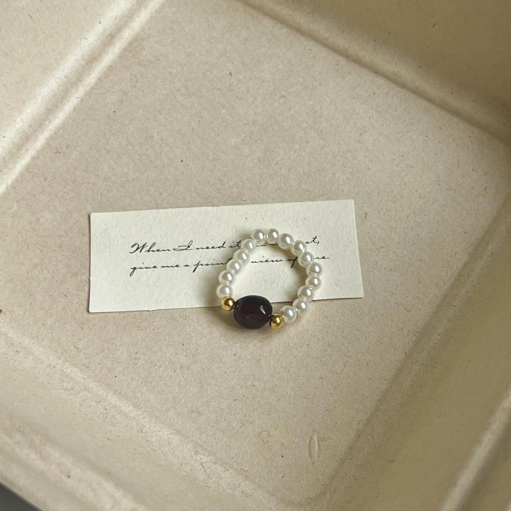 Color crystal beaded ring  niche design sense high-end finger ring light luxury temperament all-match ring accessories