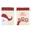Large Christmas Gift Bag Plaid Applique Drawstring Pocket Candy Bag Christmas Handbag  Xmas