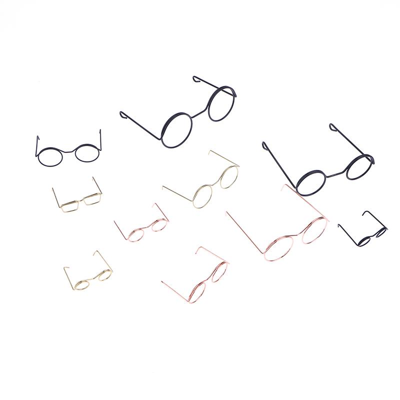 5 ks Miniaturní brýle Kovový kulatý rám Bez čoček Brýle Hračka Retro Panenka Brýle DIY Panenka Oblečení Doplňky Brýle