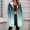 Women's Gradient Print Fashionable Loose Zipper Fleece Hoodie Jacket