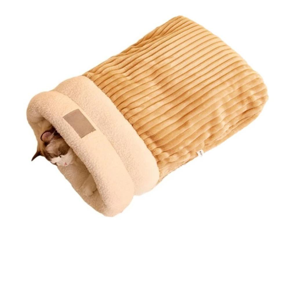 

Зимний спальный мешок для кошек Мягкий плюшевый мешок для кошек Самосогревающий домик-пещера для кошек для домашних кошек Укрытия для кошек Обертывающий на 360° мешок для обнимашек для питомцев Cat under 6 kg коричневый