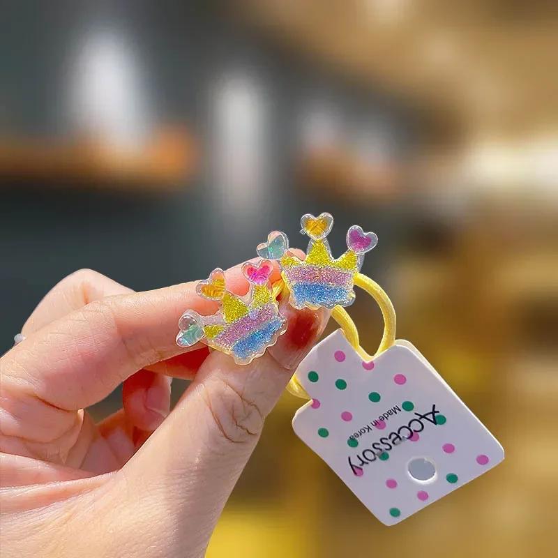 Koreanische Kinder Pailletten Floral Elastische Haarbänder Gummiband Haargummi Prinzessin Kawaii Haarseil Kopfbedeckung Mädchen Haarschmuck