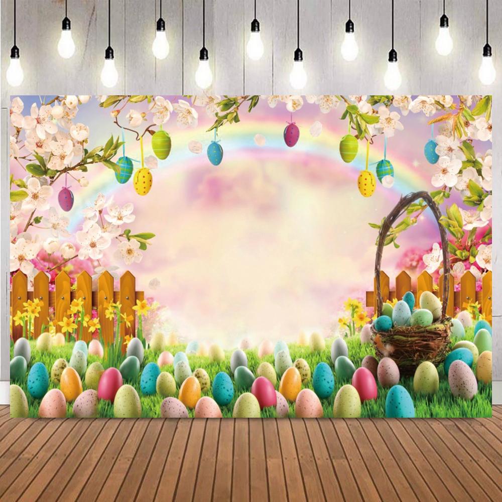 Easter Bunny Vintage Truck Floral Egg Photo Backdrop Kids Birthday Party Home Decor Portrait Photography Background Studio Props8