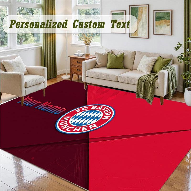 Crystal Velvet Square Rug Custom NameBayern Munich Pattern Non Slip Home Floor Decor Rug