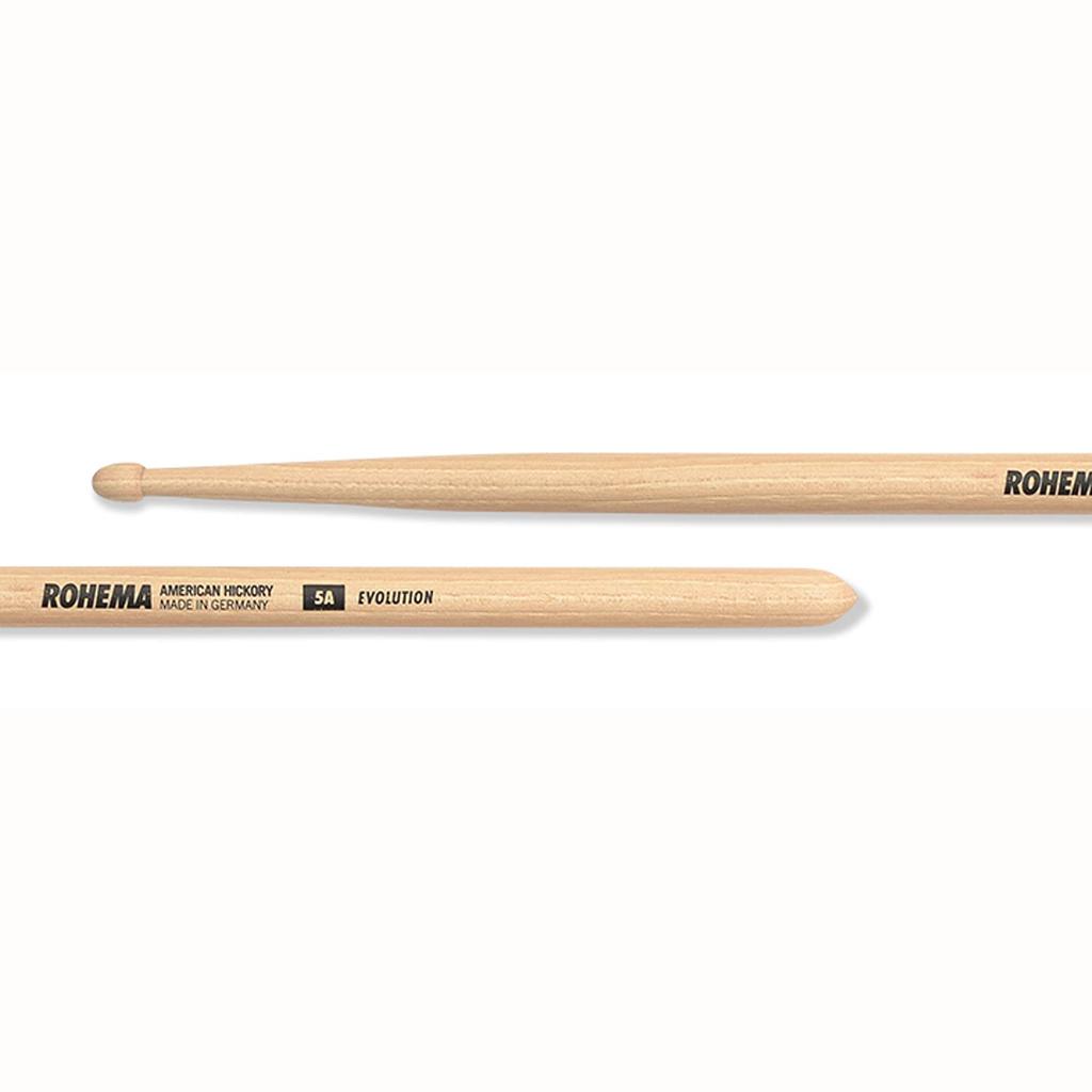 ROHEMA Drumsticks, American Hickory, 14.3mm Diameter, 405mm Length, 5A Evolution, 618087