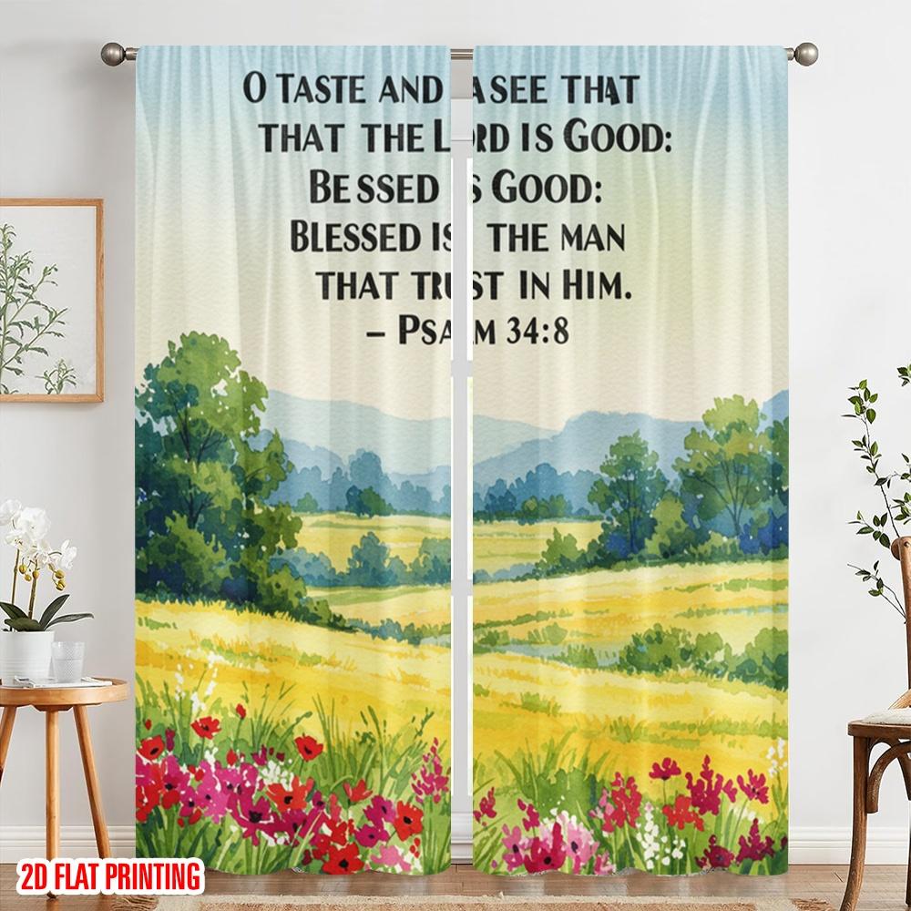 2pcs 2D Flat Printing Drapes Taste See Lord Good 100% Polyester Without Electricity All Season Party & Holiday Decor Use for