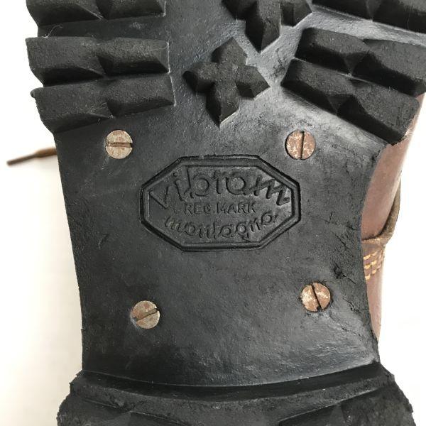 montagna vibram Heavy Duty Leather Trekking Boots Brown Size 6 (24.5-25.0cm) Vintage(USED)