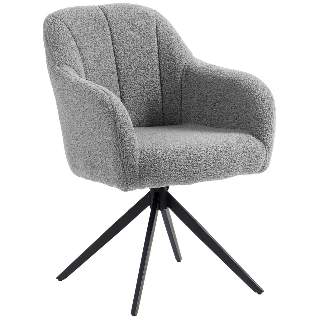 360 Degree Swivel Accent Chair, Teddy Fleece Armchair, Grey