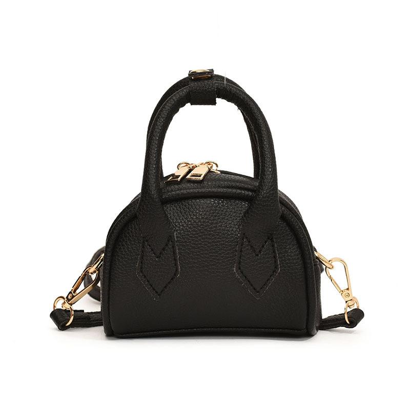 Fashionable Pu Mini Shoulder Bag For Children Elegant Solid Color Handheld Purse