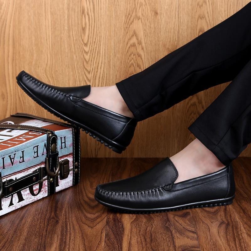 Fashion Leather Men's All-match Loafers Slip-On Comfortable Walking Shoes Classic Business Casual Shoes for Men Soft Luxury Brand Flats