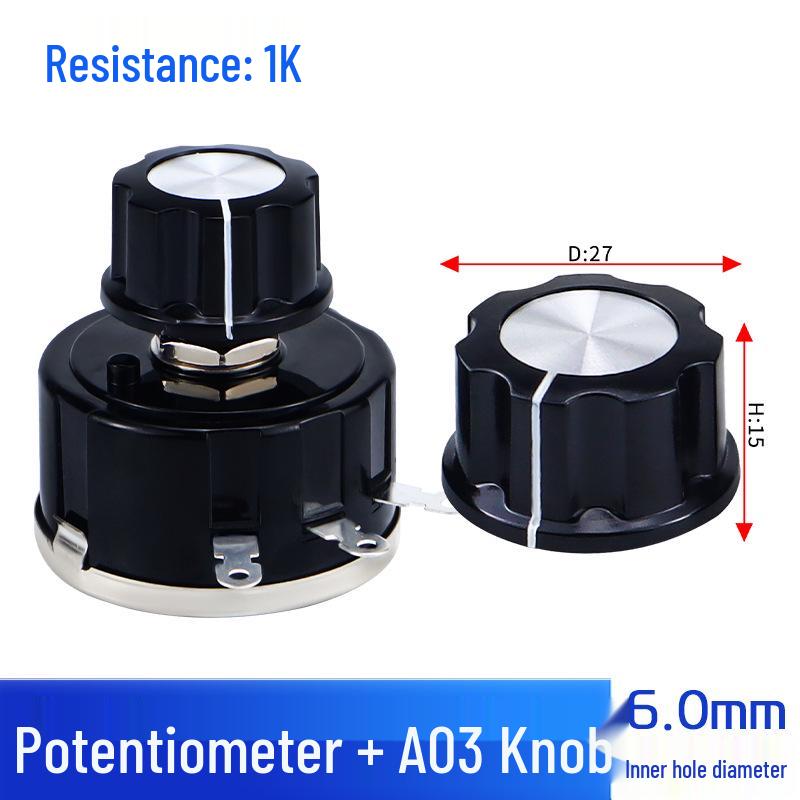 WX112 050 Adjustable Single-Turn Wirewound Potentiometer: 47, 560 Ohm, 1K, 2.2K, 4.7K, 10K, 47K Knob
