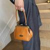 Vintage Kiss Lock Crossbody Bag PU Leather Solid Color Small Handbag Large Capacity Shoulder Bag