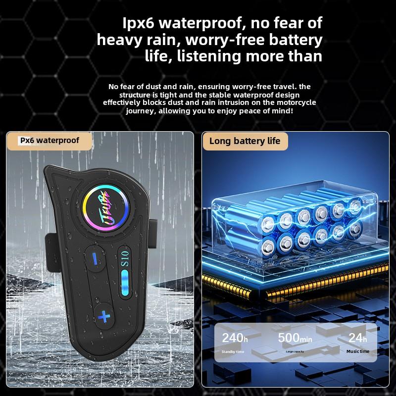 Wireless Helmet Bluetooth Headset Motorcycle Helmet Bluetooth Headset Waterproof and Dust Cancelling Noise Light Helmet Headset