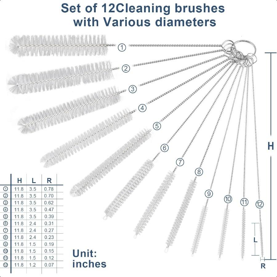 

Набор щеток для чистки соломинок 12 штук длиной 11,8 дюйма, щетка для чистки бутылок, нейлоновый набор щеток для трубок для соломинок на стакане, бутылке для воды United States