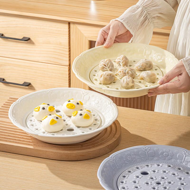 Zhi Shi Double-Layer Ceramic Dumpling Steaming Plate