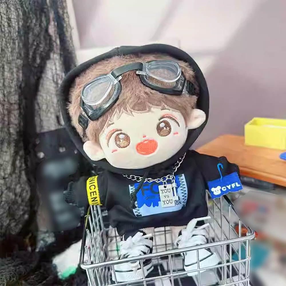 niannyyhouse 10cm-15cm 20cm Plush Toy with Clothes, Hoodie, Glasses, and Accessories, Cotton Doll Clothes, Dress-Up (10cm-15cm)