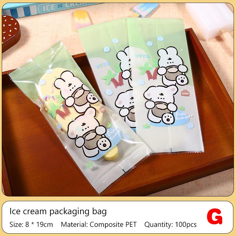 100Pcs Cartoon Food Grade Ice Cream Bags Disposable Self Sealing Bag Popsicle Protective Cover Storage Bag Packing Bag