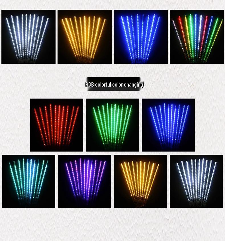 Colorful Meteor Shower LED Solar String Lights: Flashing, Flowing, Waterproof Outdoor Decoration