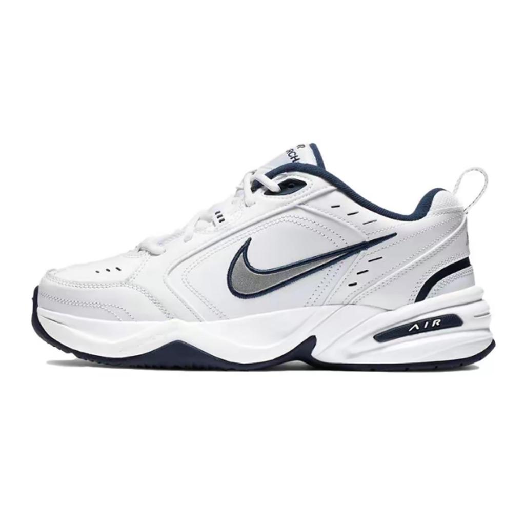 Nike Air Monarch 4 Abrasion Resistant Slip Resistant Low top Chunky Sneakers Unisex White Gold 415445-102(Team1830-S-BOX)