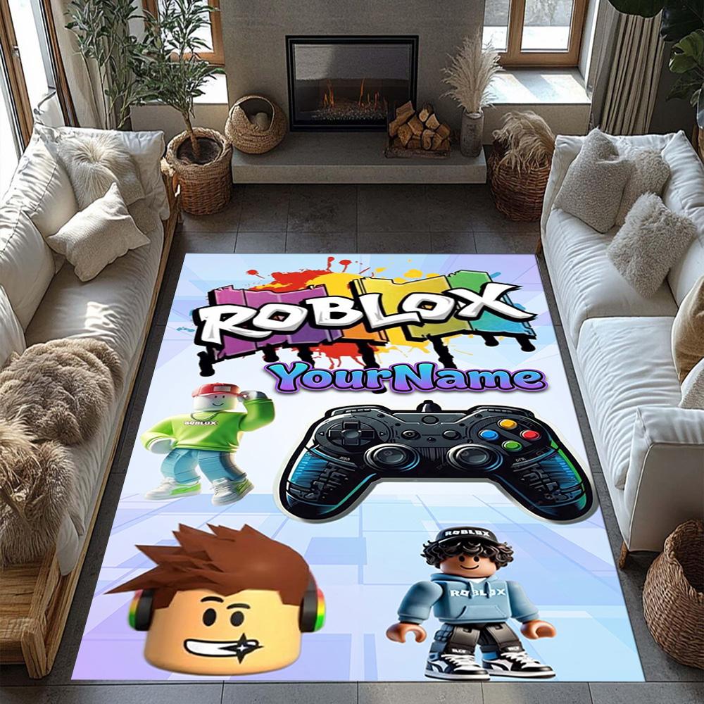 Roblox 225 Customize Text Floor Mat Design for Entryway Living Rooms Decorate Room Study Room Anti-slip Rug Office Home Decor Best for Christmas