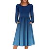 Women's Fashionable Loose Gradient Printed Round-neck Dress