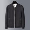 Spring and Autumn New Men's Jacket Middle-aged Korean Business Casual Men's Tops Versatile Striped Baseball Collar