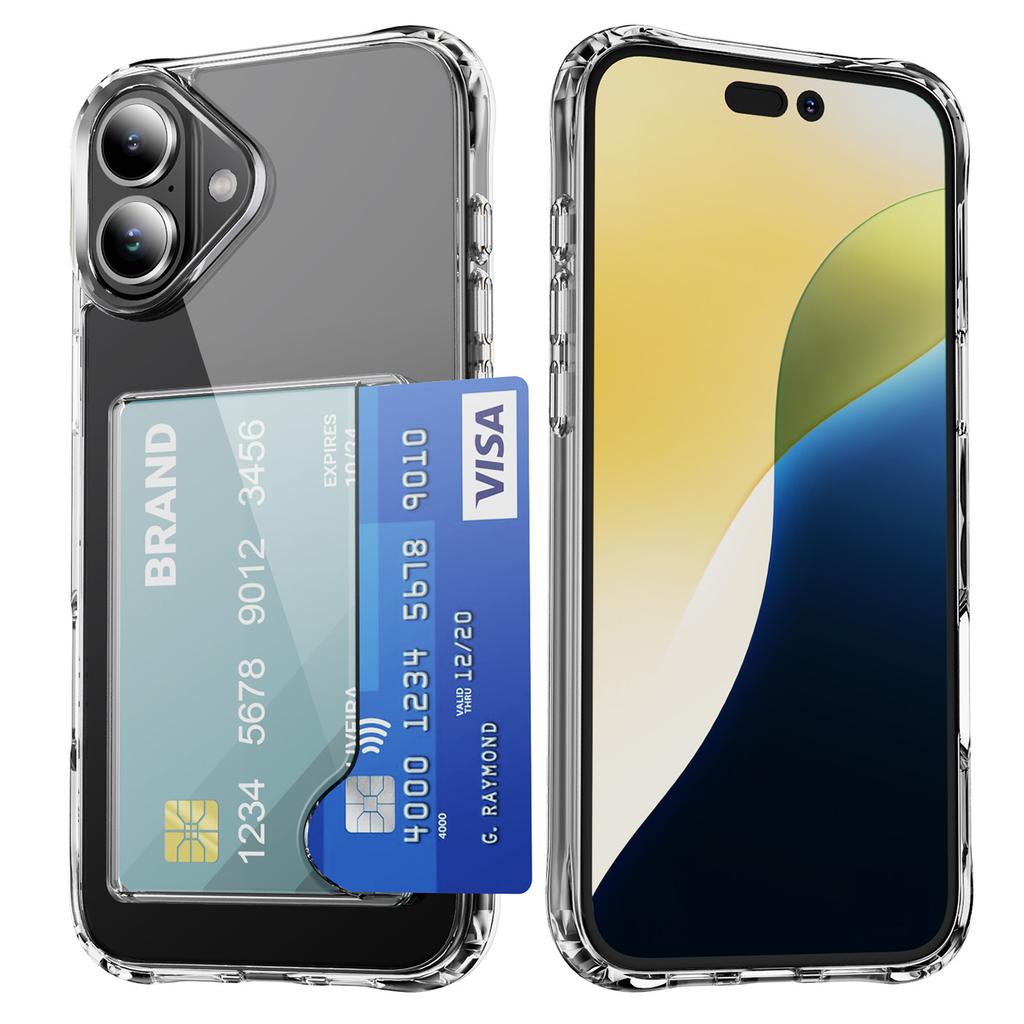 For iPhone 16 Shockproof Case TPU Phone Cover with Card Holder