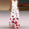 3D Three-Dimensional Print Dress Red Flower Tall Sleeveless Dress Beach Travel Photo Beach Dress