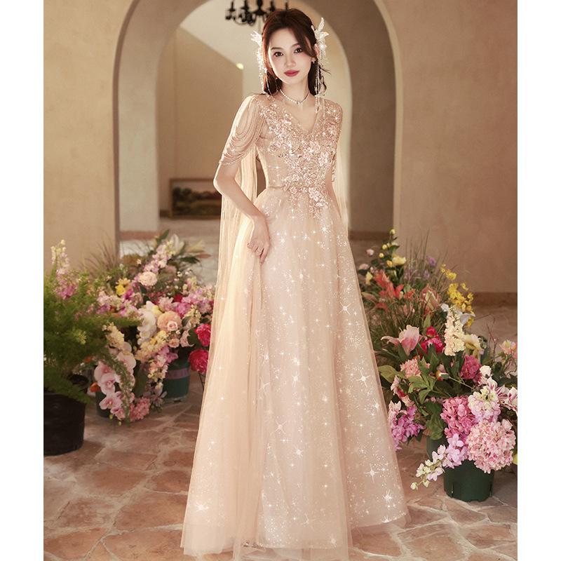 Banquet Evening Dress Skirt 1011 Summer New Gray Streamer Zheng Art Exam Red Song Chorus Performance Suit