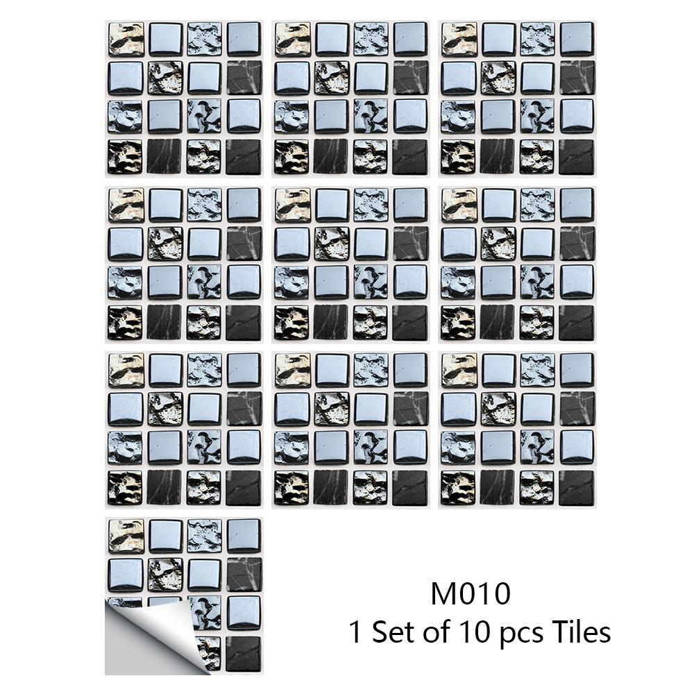 10Pcs/Set Self-Adhesive Mosaic Style Simulation Tile Wall Stickers Living Room Kitchen Bathroom Beautiful Seam Stickers Home Decorating Supplies