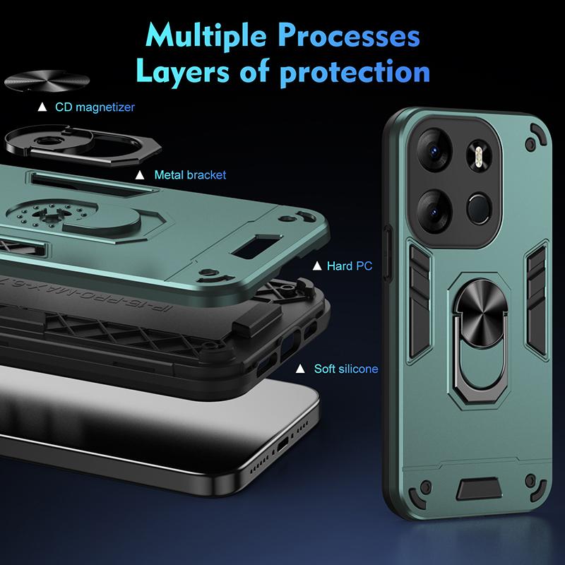 Heavy Duty Armor Shockproof Case For Tecno Spark G0 2022 2023 Spark G0 2024 Spark G0 2025 Magnetic Stand Hard Back Cover