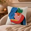 Abstract art color lines hug Cushion Cover Anti-dustmite Pillowcase Invisible zipper silky short plush Sofa cushion cover