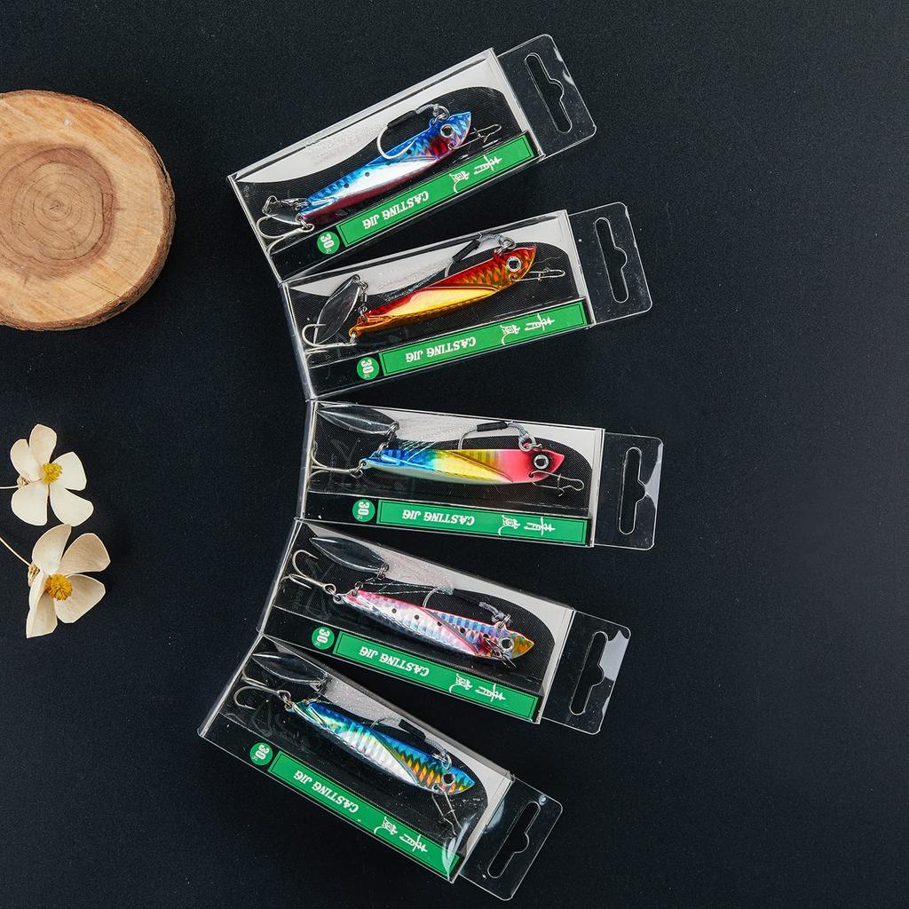 Metal Jig Set Flounder Lure Sea Bass 20g 30g 40g Bluefish Surf Metal Vibe Iron Plate Lure Flight Distance Color Set [Aoarashi Lure] (5 B, 40g)