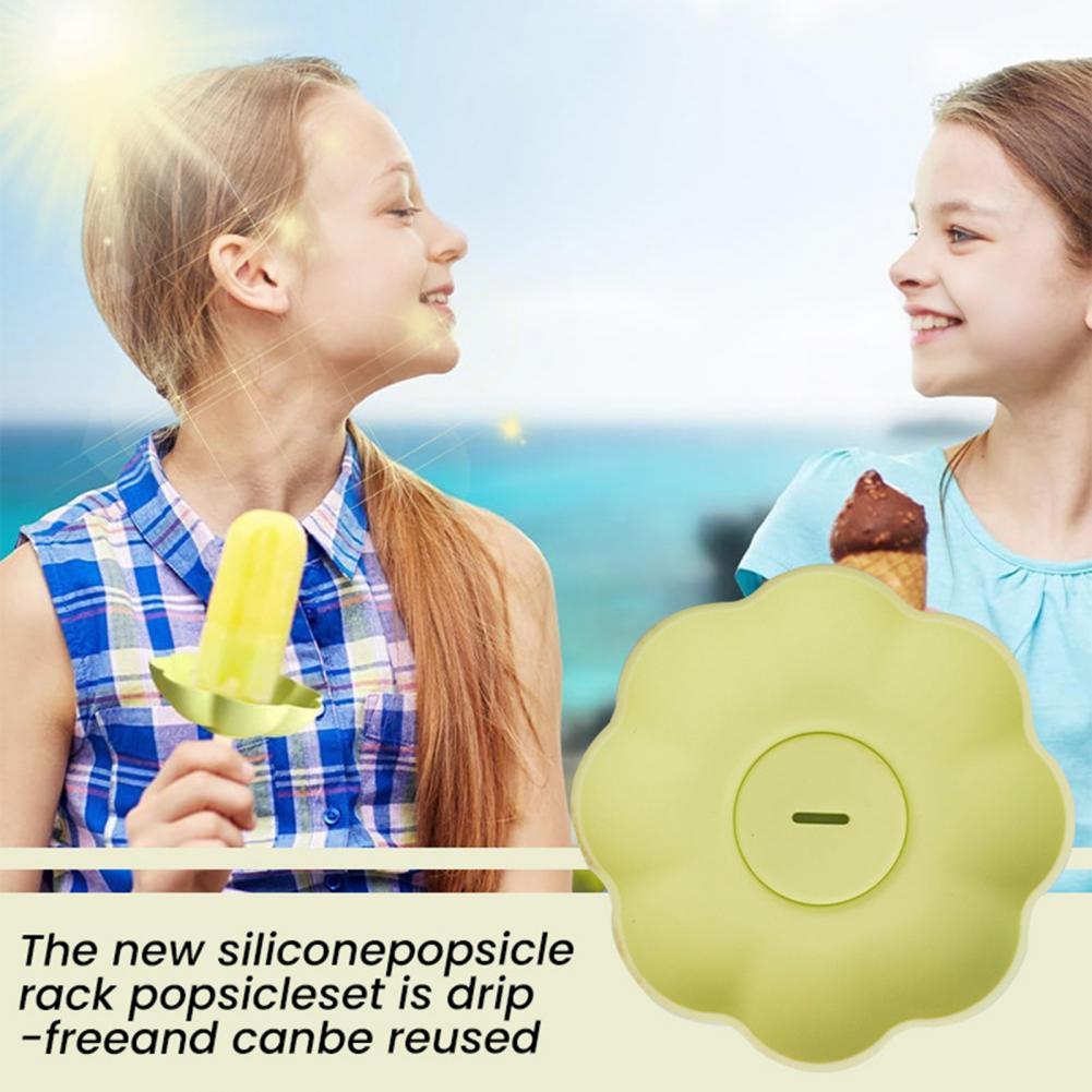 Reusable Ice Cream Rack Silicone Popsicle Stand Set Ice Cream Rack Portable Snack Holder Reusable Dual for Kids