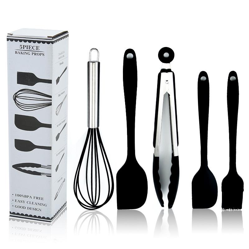 5-Piece Silicone Kitchenware Set: Cream Spatula, Oil Brush, Whisk for Baking and Cake Making
