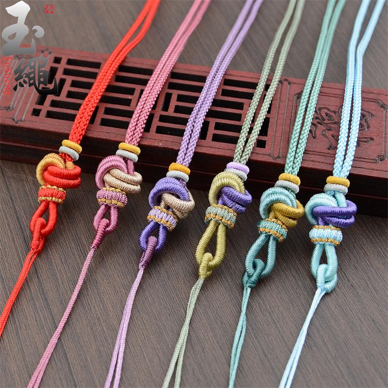 Handmade Woven Ancient-Style Dimple Knot Pendant - Golden Car Ornament with Grip Rope