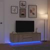 TV Stand with LED Lights Sonoma Oak 160.5x41x50 Cm